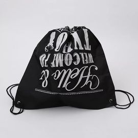 中国 ロゴはドローストリングのギフト袋/旅行黒い綿のドローストリング袋を印刷しました サプライヤー