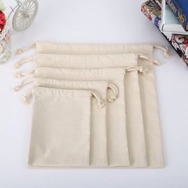 中国 長い硬度ロープが付いている多彩で自然な綿のキャンバスのドローストリング袋 サプライヤー